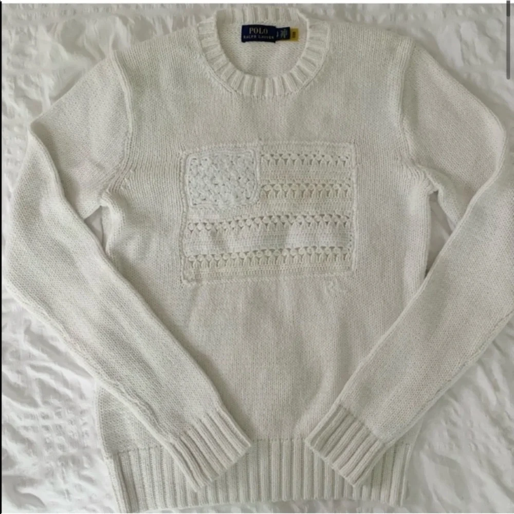 New Ralph Lauren American Flag White Sweater - Picture 2 of 13